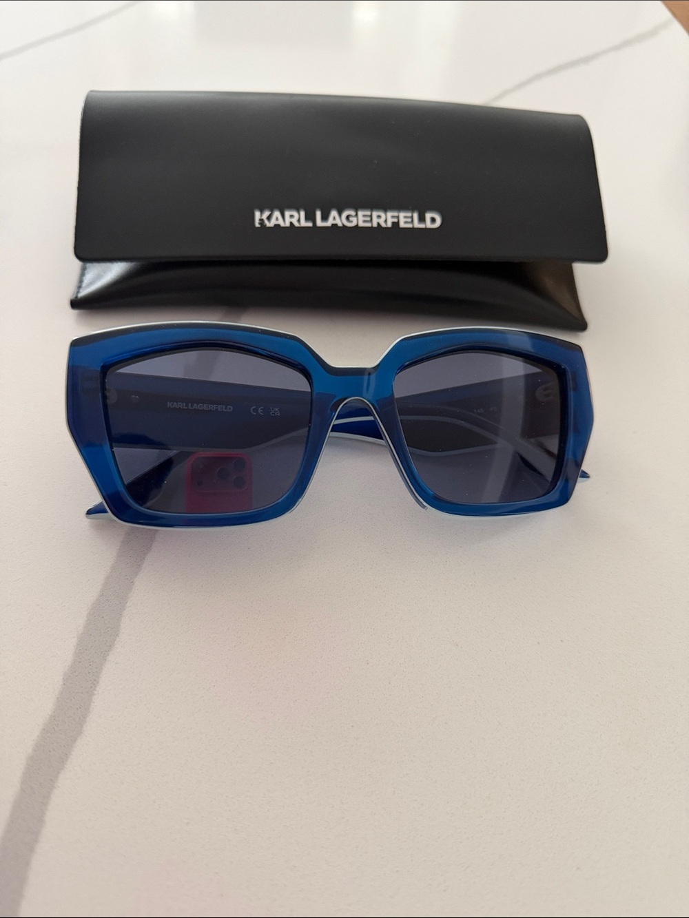 Karl Lagerfeld Vibrant Blue Oversized Square Sunglasses